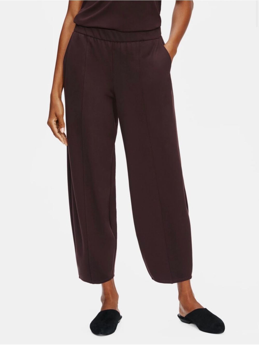Eileen Fisher Flex Ponte Lantern Pants Dark Brownstone